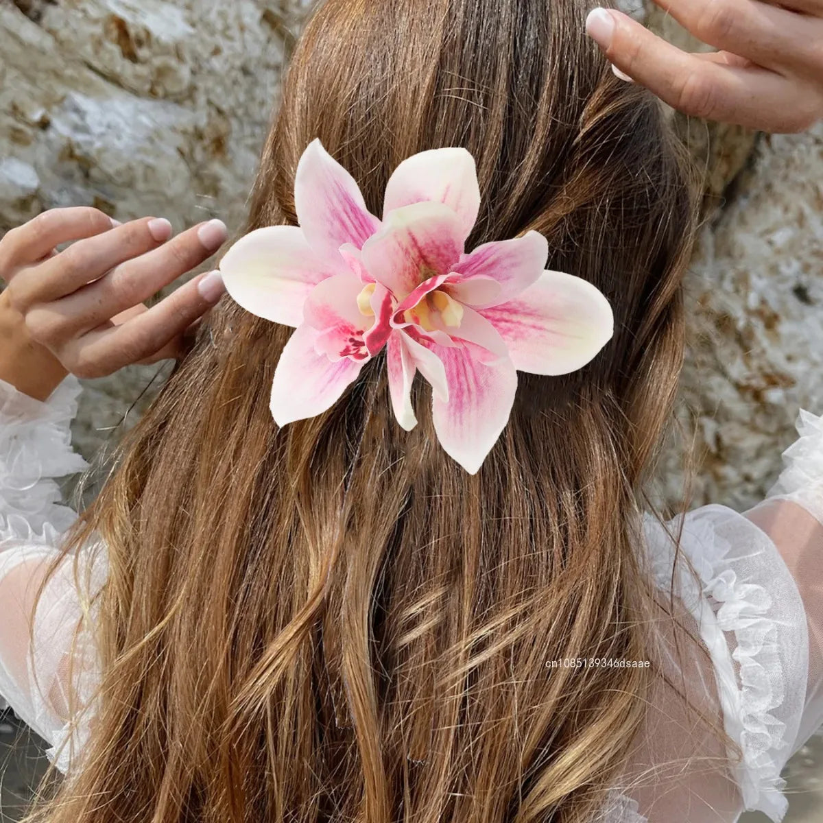Trend Orchid Flowers Hair Clips Bohemian Small Hairpin Bridal Barrette Summer Beach Wedding Flower Women Holiday Hair Jewelry