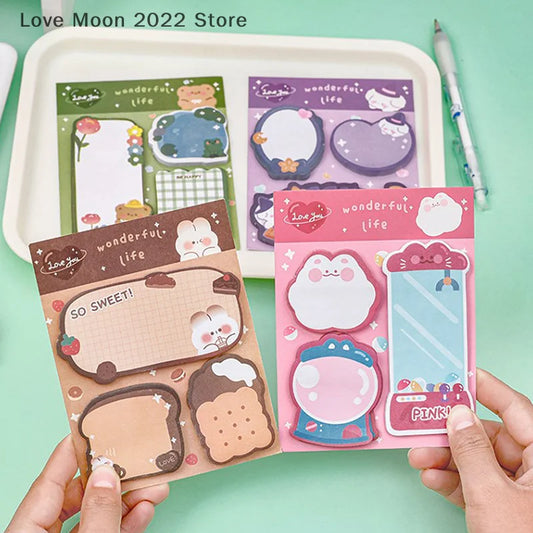 Kawaii Cartoon Strawberry Rabbit Bear Sticky Notes Memo Pad Cute Message N Times Sticky Office Stationery Supply Journal Planner