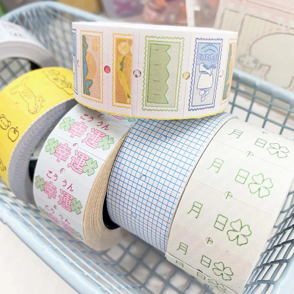 WAKAWAKA Scrapbooking Stickers 500 Sheets Label Stickers Cute Decal Four-leaf Clover Maneki-Neko Diy Arts Crafts Album