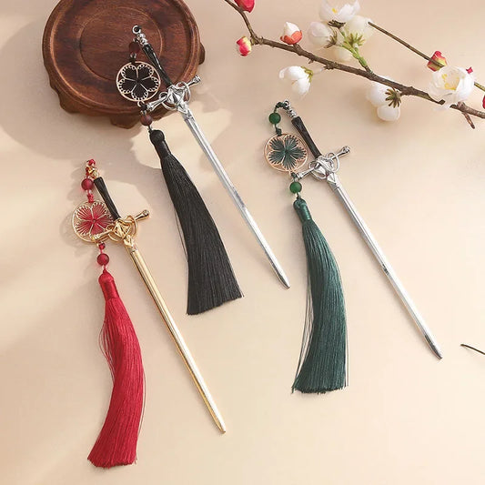 Classic Chinese Style Sword Hairpin Hair Accessories Vintage Headdress Hair Sticks Ponytail Holder Hair Jewelry Hairs Clips