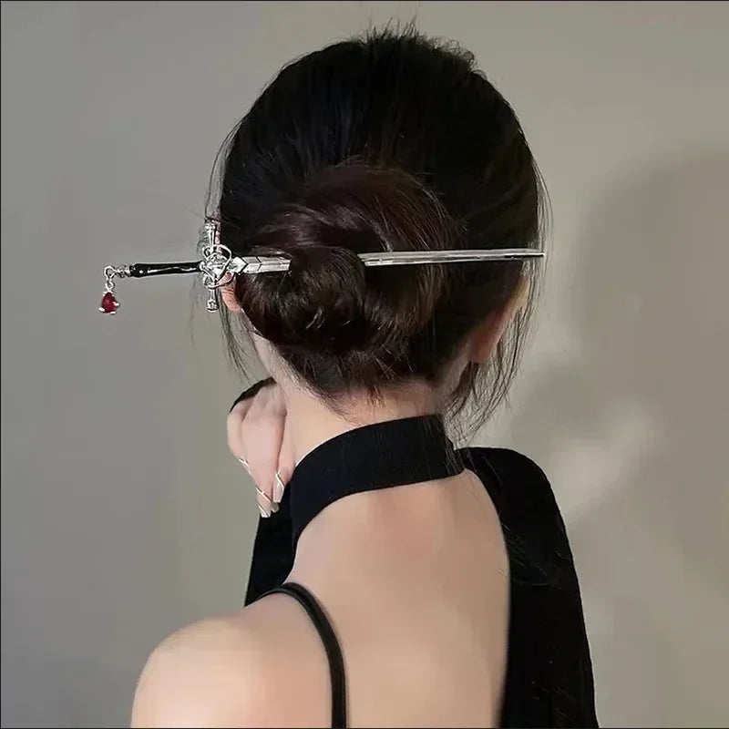 Classic Chinese Style Sword Hairpin Hair Accessories Vintage Headdress Hair Sticks Ponytail Holder Hair Jewelry Hairs Clips
