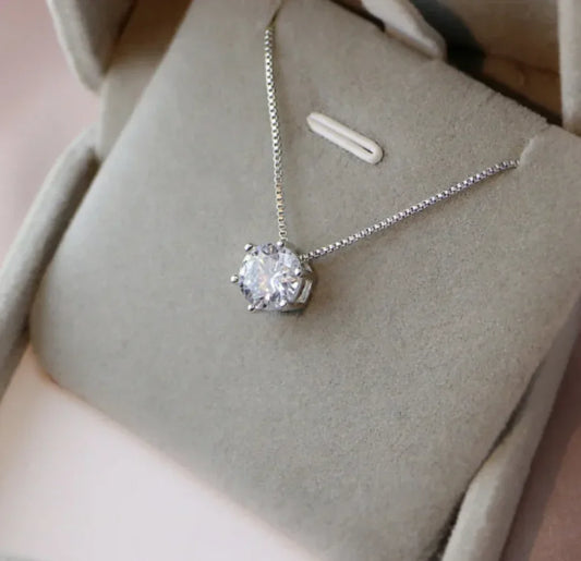 Korean Fashion Minimalist Sliver Color Shiny Charm Diamond Pendant Chain for Women Bridal Wedding Party Custom Jewelry