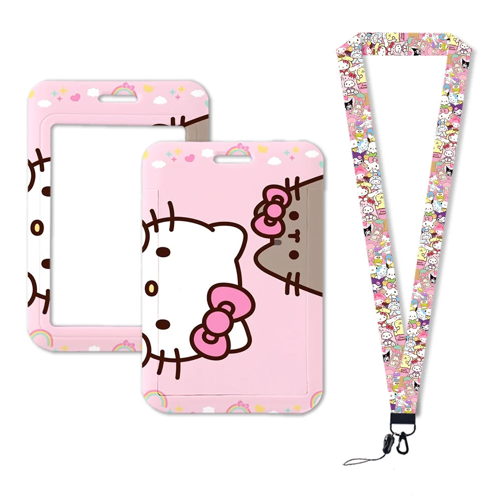 Sanrio Friends Neck Strap Polyester Stationery ID Card Holder Lanyard Keychain ID Badge Holder Girls Credential Holder