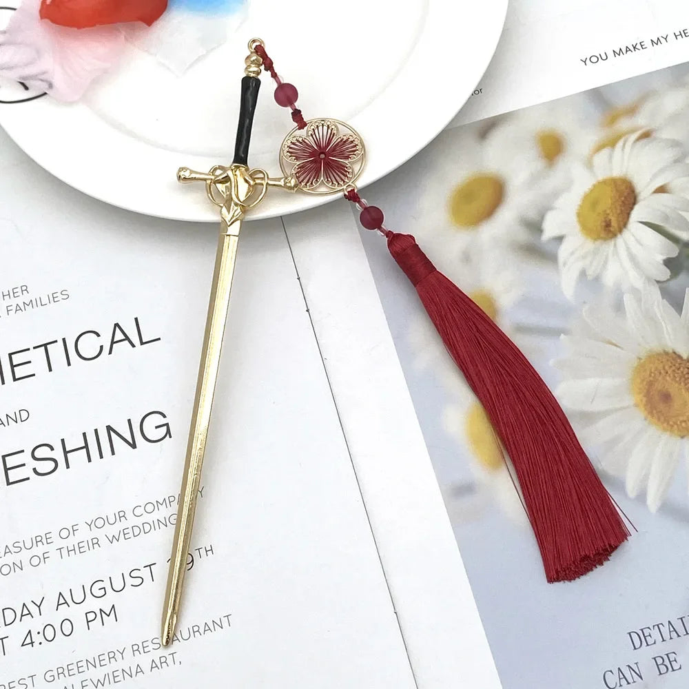 Classic Chinese Style Sword Hairpin Hair Accessories Vintage Headdress Hair Sticks Ponytail Holder Hair Jewelry Hairs Clips
