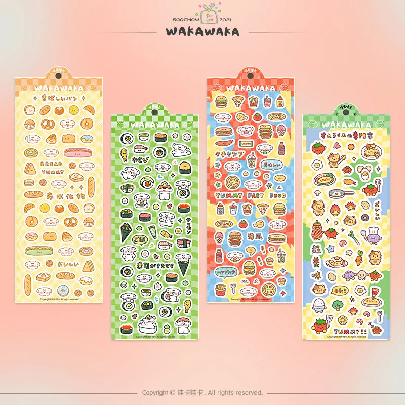 WAKAWAKA Kawaii Stickers Showa Graffiti Scrapbooking Deco Sticker Diy Arts Crafts Album Cute Animal Stationery Sticker