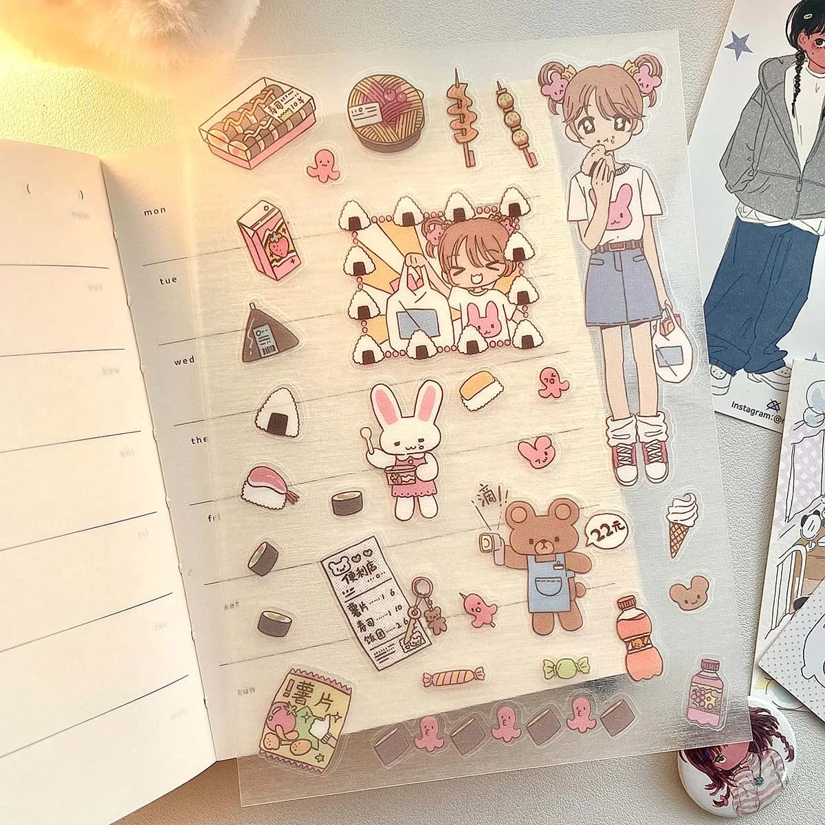 WAKAWAKA Kawaii Stickers Comic Graffiti Style FULL LOVE Sticker for Scrapbooking Journal Planner PET Stickers DIY