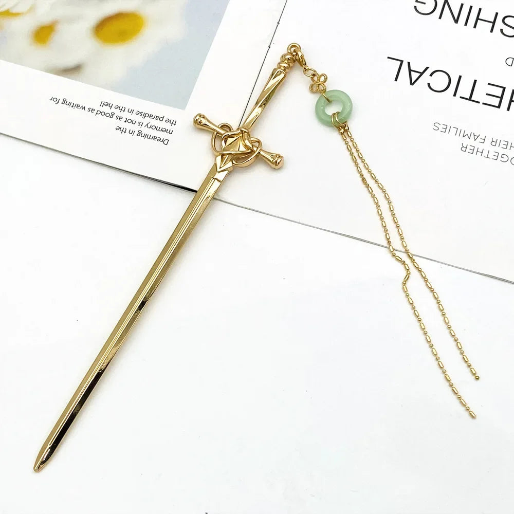 Classic Chinese Style Sword Hairpin Hair Accessories Vintage Headdress Hair Sticks Ponytail Holder Hair Jewelry Hairs Clips