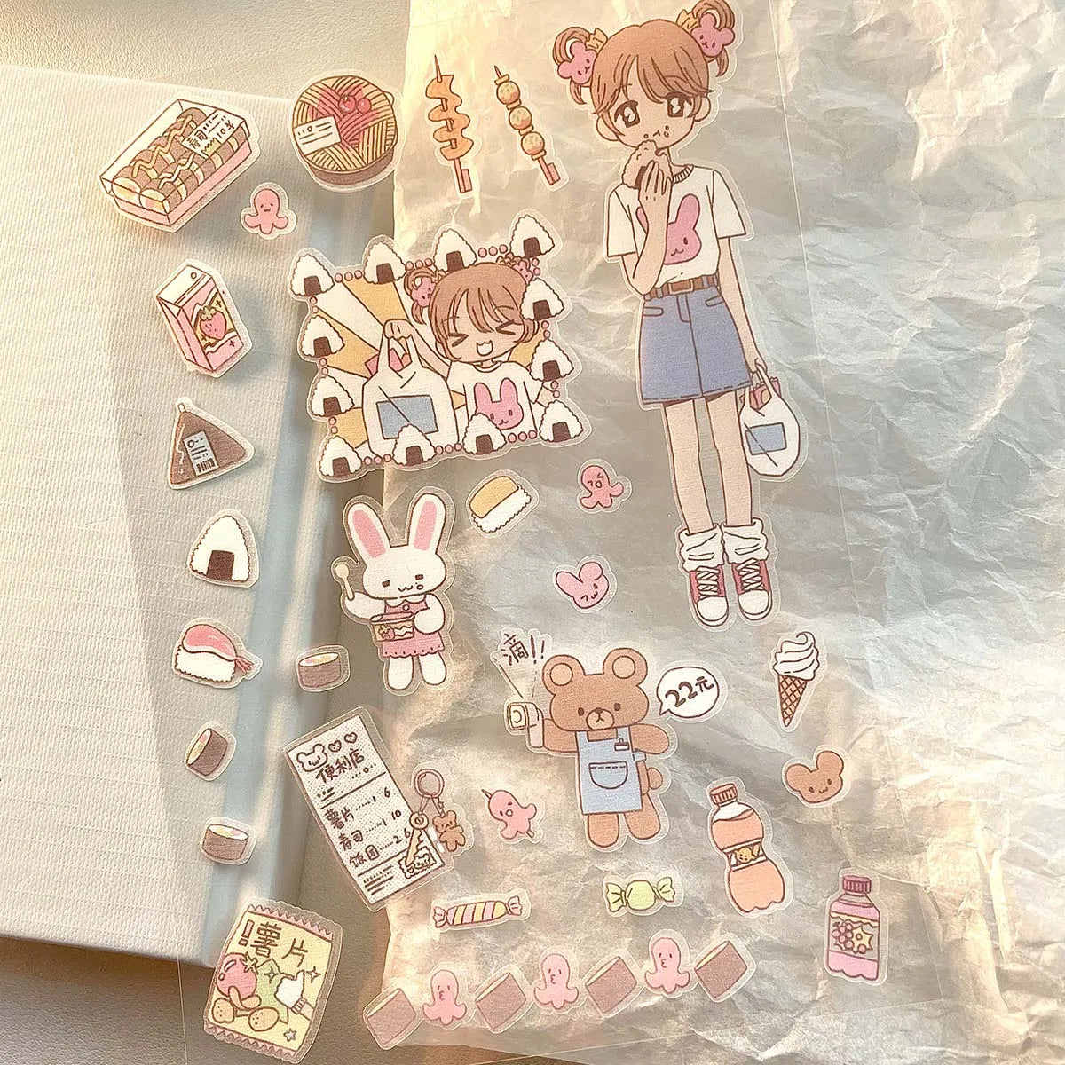 WAKAWAKA Kawaii Stickers Comic Graffiti Style FULL LOVE Sticker for Scrapbooking Journal Planner PET Stickers DIY