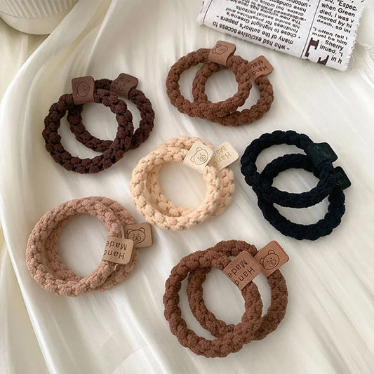 1set women korean Coffee bear hair rubber bands girls high elastic hair ties for thick hair balck scrunchie knekkie accessories