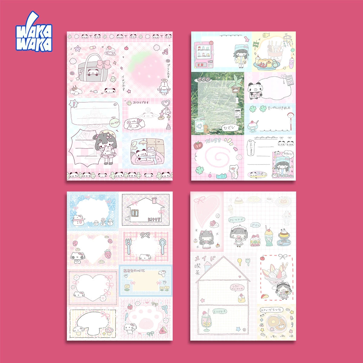 WAKAWAKA 50sheets Memo Pads Cute Scrapbooking Materials Pink Thoughts Kawaii Stationery Decorative Book to do list