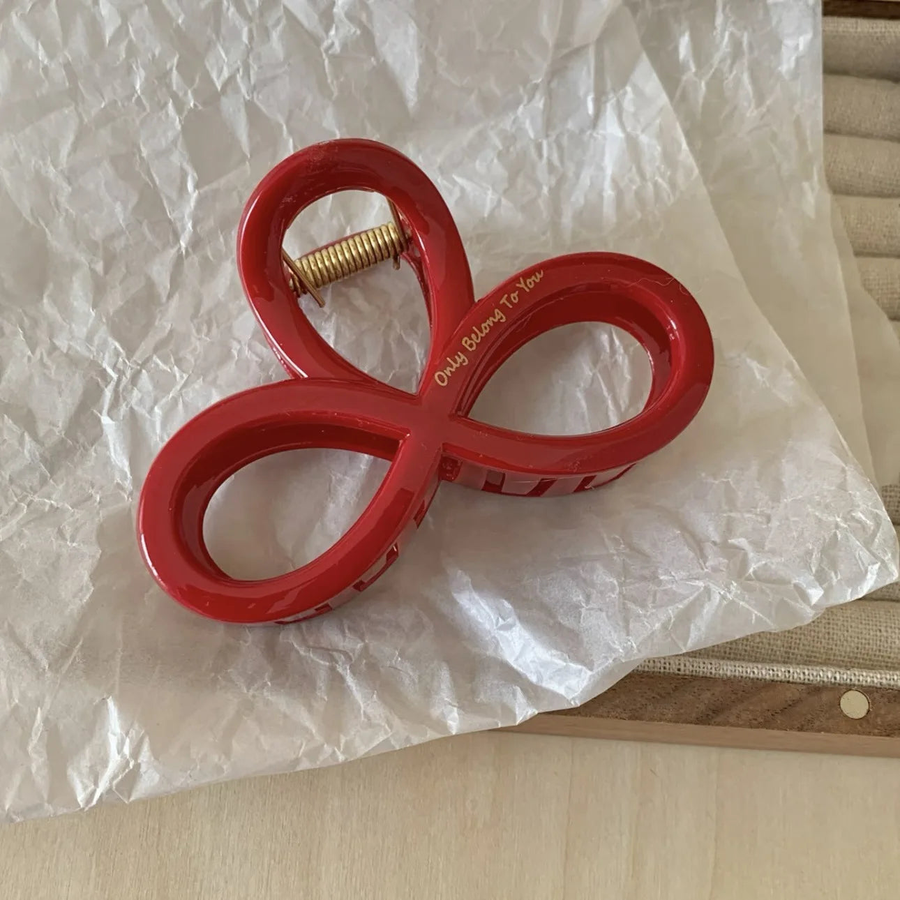 French Red Collection! Large Grip Letters Gold Label Back Head Updo Shark Clip Hair Accessories Headwear Hairpin Hair Claw