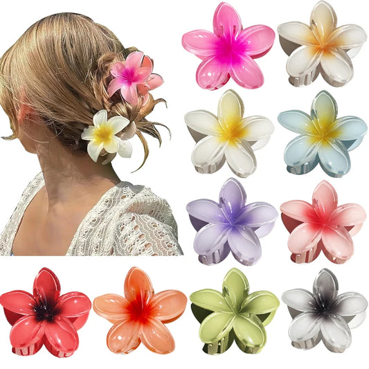 1/2/3 Pcs Hawaiian Gradient Flower Hair Claw Clip Women Fashion Large Hair Clip Girls Hairpin Barrettes Bohemia Hair Accessories