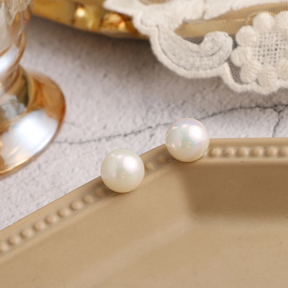 Vintage Big Cute Simulated Pearl Earrings Trendy Elegant Created Pearls String Statement Stud Earrings For Wedding Party Gift
