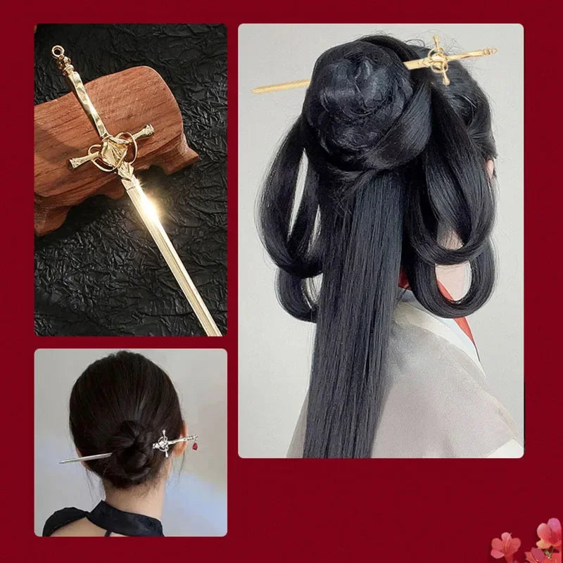 Classic Chinese Style Sword Hairpin Hair Accessories Vintage Headdress Hair Sticks Ponytail Holder Hair Jewelry Hairs Clips
