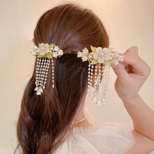 Antique Purple Lily of The Valley Side Hairpin Female Side Hair Clips Flower Headpieces Pendant Jewelry for Women Hair Holder