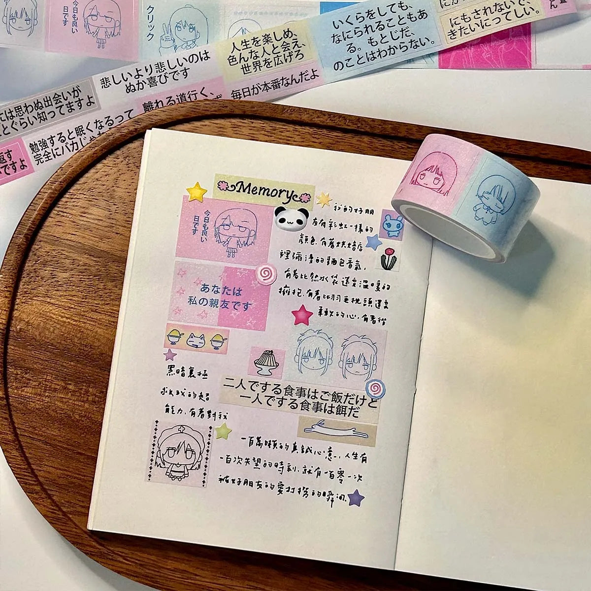 WAKAWAKA PET Shiny Deco Stickers for Scrapbooking Kawaii Characters Washi Tape For Arts Diy Crafts Journal Planner Masking Tape