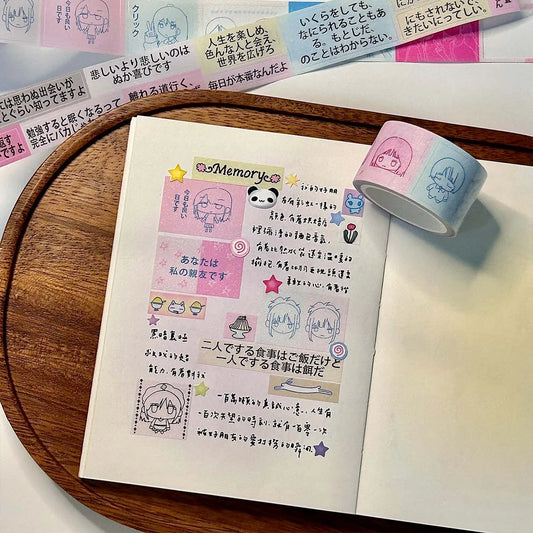 WAKAWAKA PET Shiny Deco Stickers for Scrapbooking Kawaii Characters Washi Tape For Arts Diy Crafts Journal Planner Masking Tape