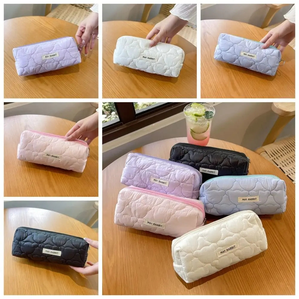 Large Capacity Cute Cat Pen Bag Makeup Brush Pouch Korean Style Stationary Cloth Box Durable Portable Sewing Pencil Case Girl