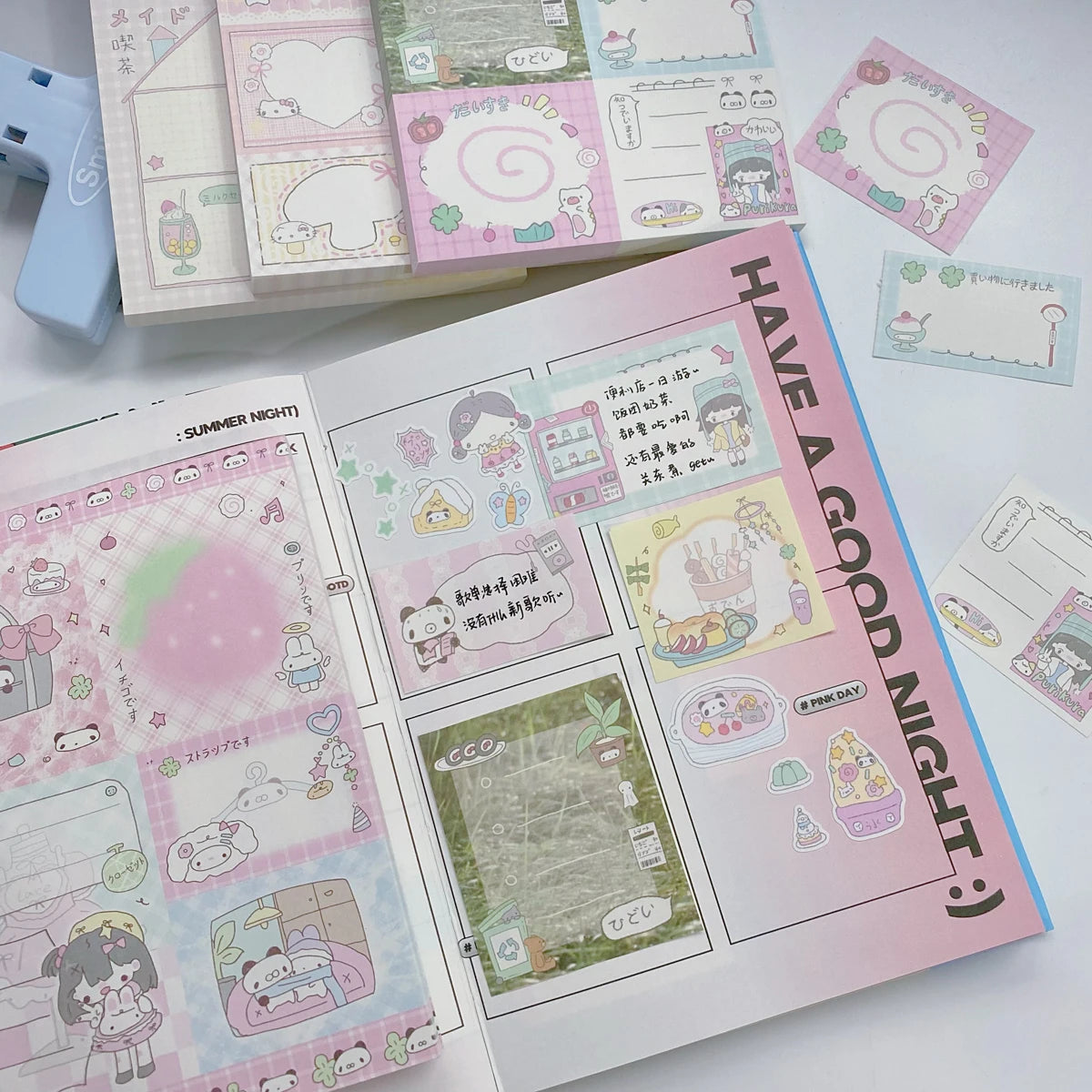 WAKAWAKA 50sheets Memo Pads Cute Scrapbooking Materials Pink Thoughts Kawaii Stationery Decorative Book to do list