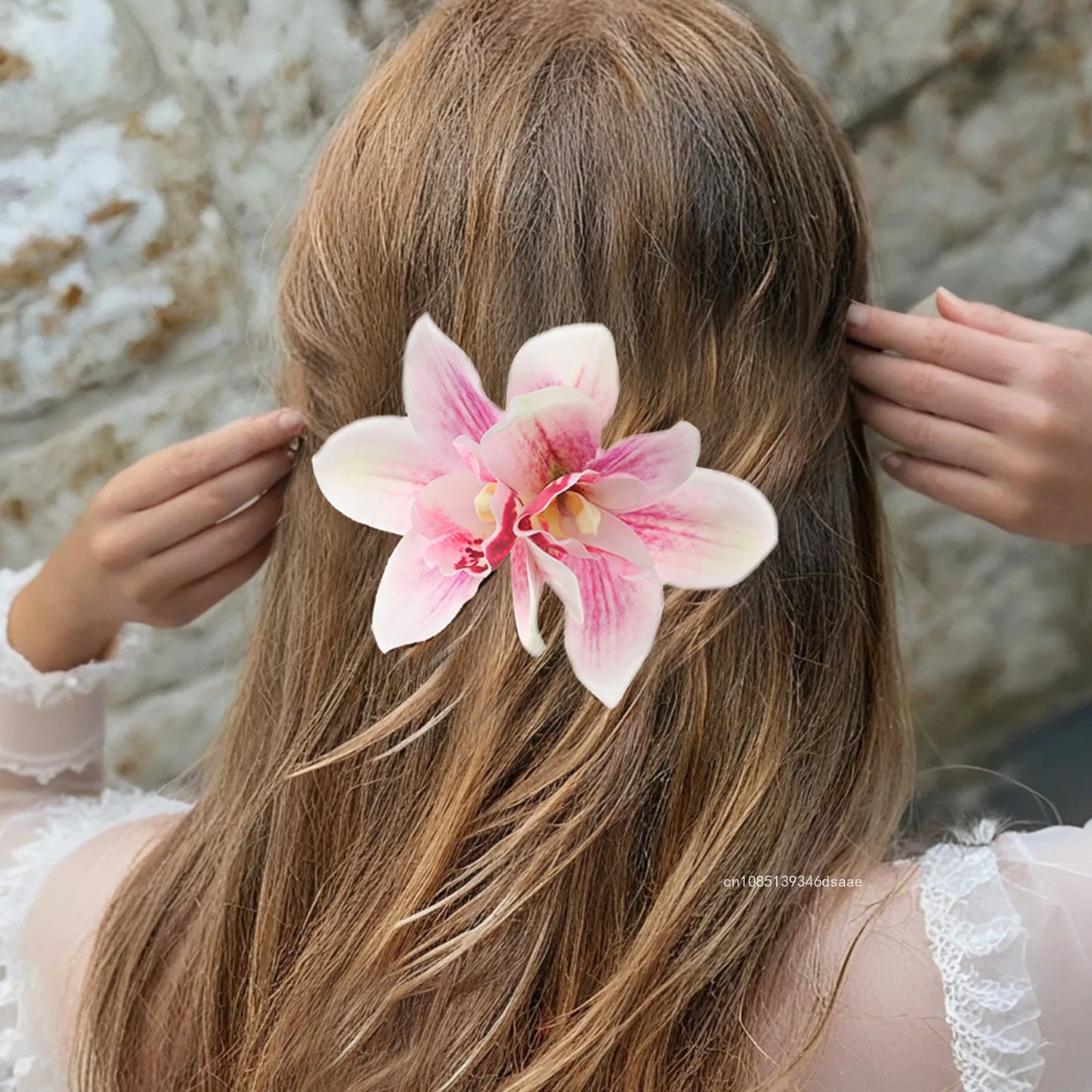 Trend Orchid Flowers Hair Clips Bohemian Small Hairpin Bridal Barrette Summer Beach Wedding Flower Women Holiday Hair Jewelry