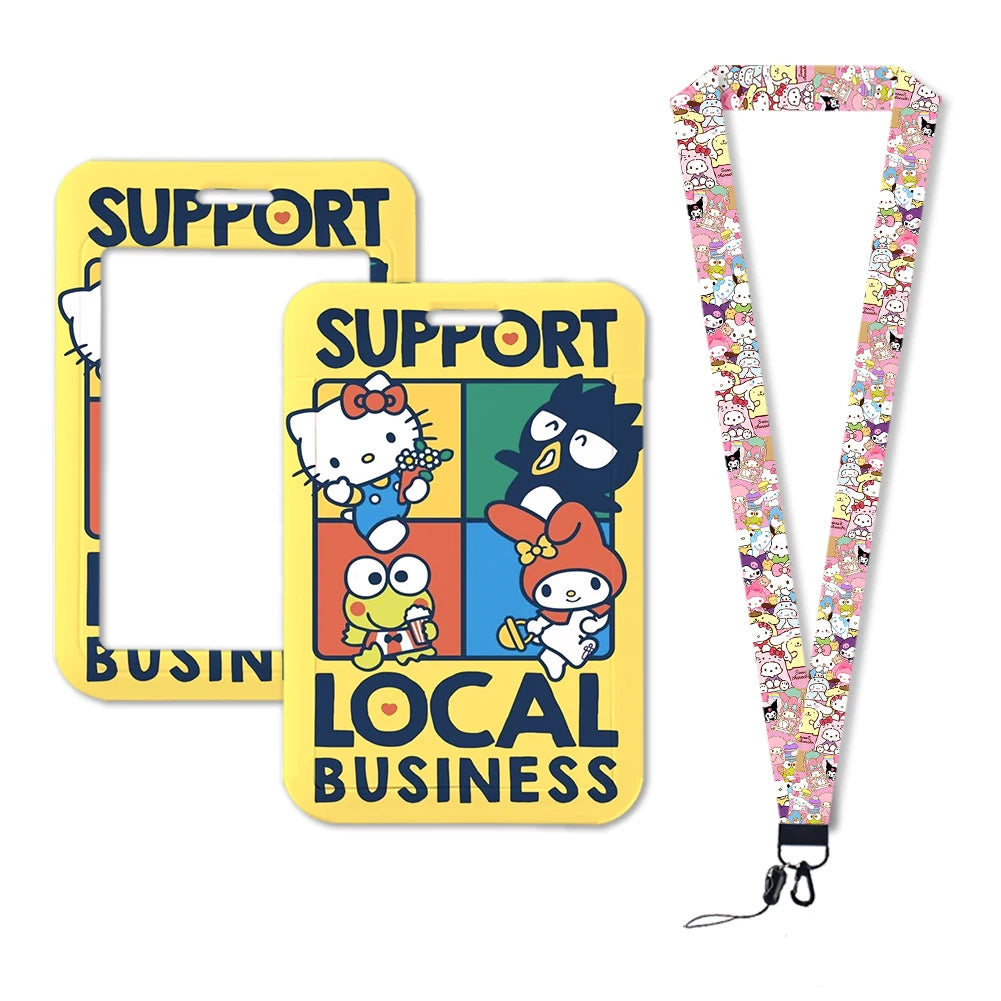 Sanrio Friends Neck Strap Polyester Stationery ID Card Holder Lanyard Keychain ID Badge Holder Girls Credential Holder