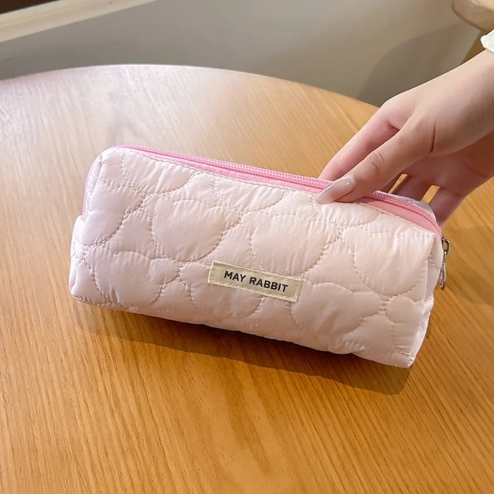 Large Capacity Cute Cat Pen Bag Makeup Brush Pouch Korean Style Stationary Cloth Box Durable Portable Sewing Pencil Case Girl