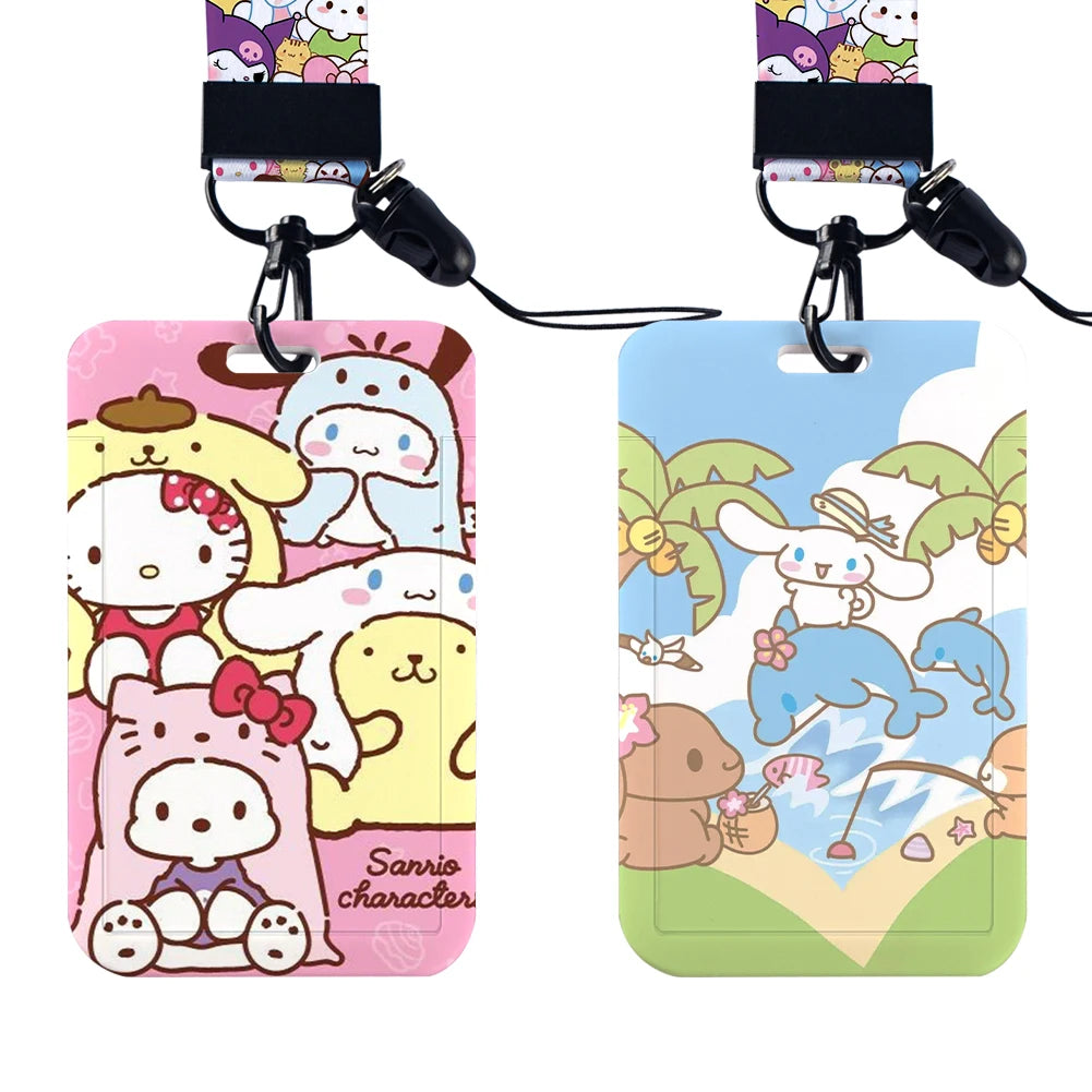 Sanrio Friends Neck Strap Polyester Stationery ID Card Holder Lanyard Keychain ID Badge Holder Girls Credential Holder