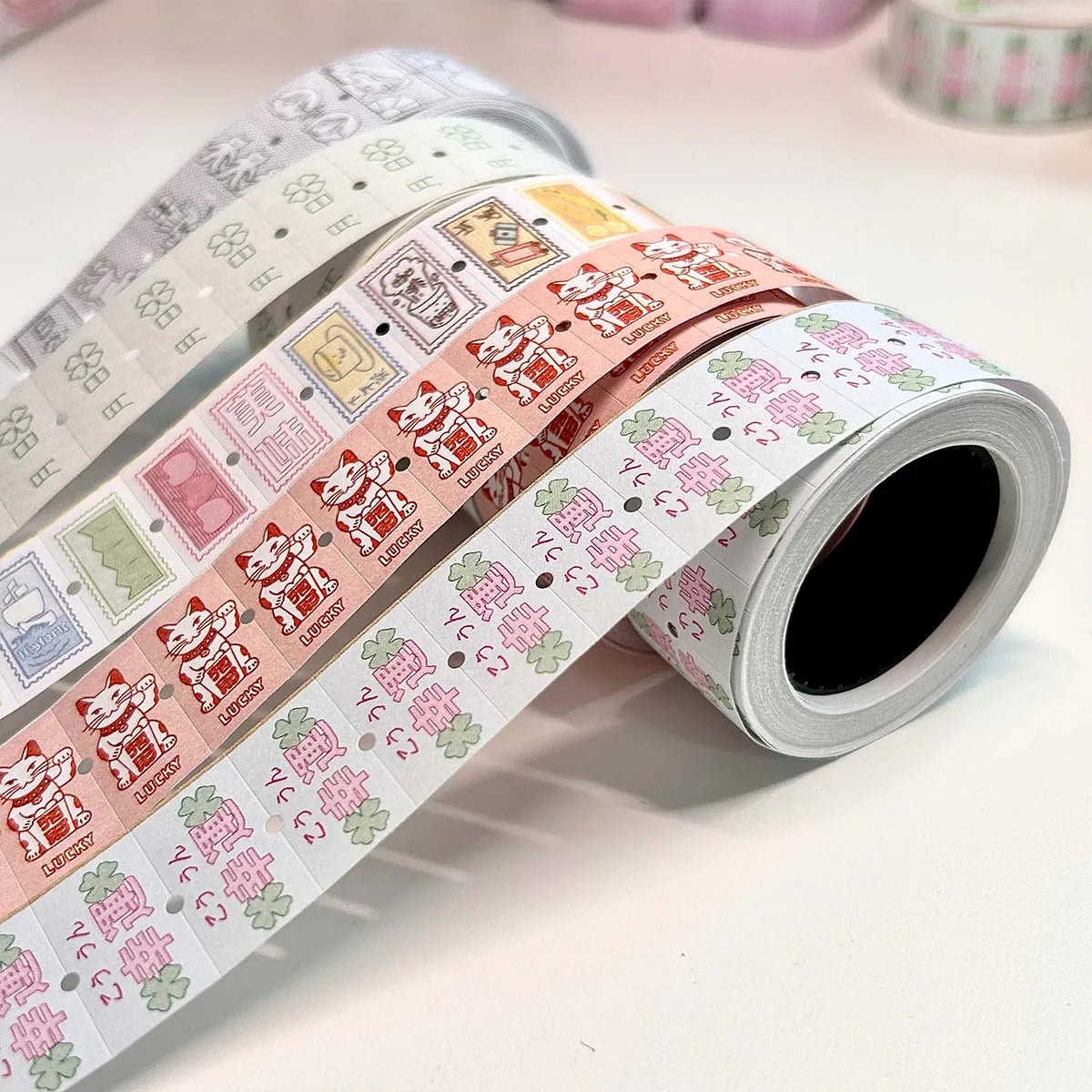 WAKAWAKA Scrapbooking Stickers 500 Sheets Label Stickers Cute Decal Four-leaf Clover Maneki-Neko Diy Arts Crafts Album