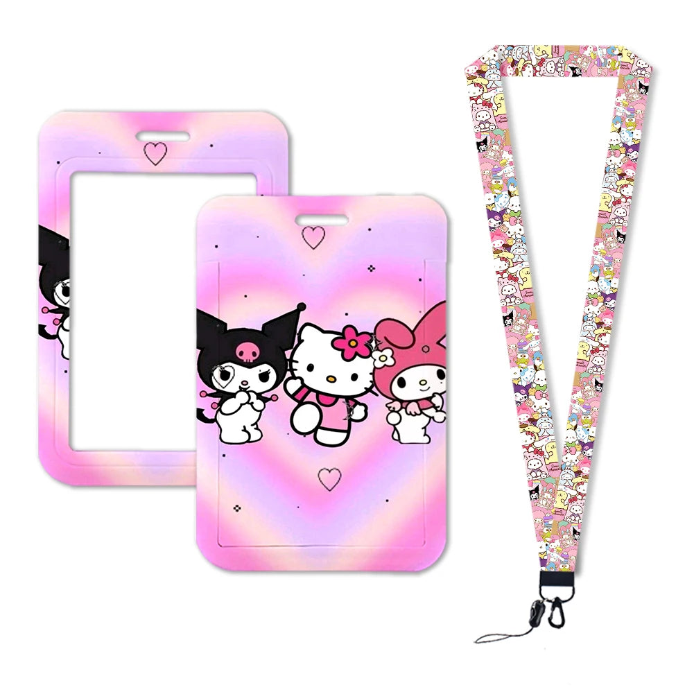 Sanrio Friends Neck Strap Polyester Stationery ID Card Holder Lanyard Keychain ID Badge Holder Girls Credential Holder