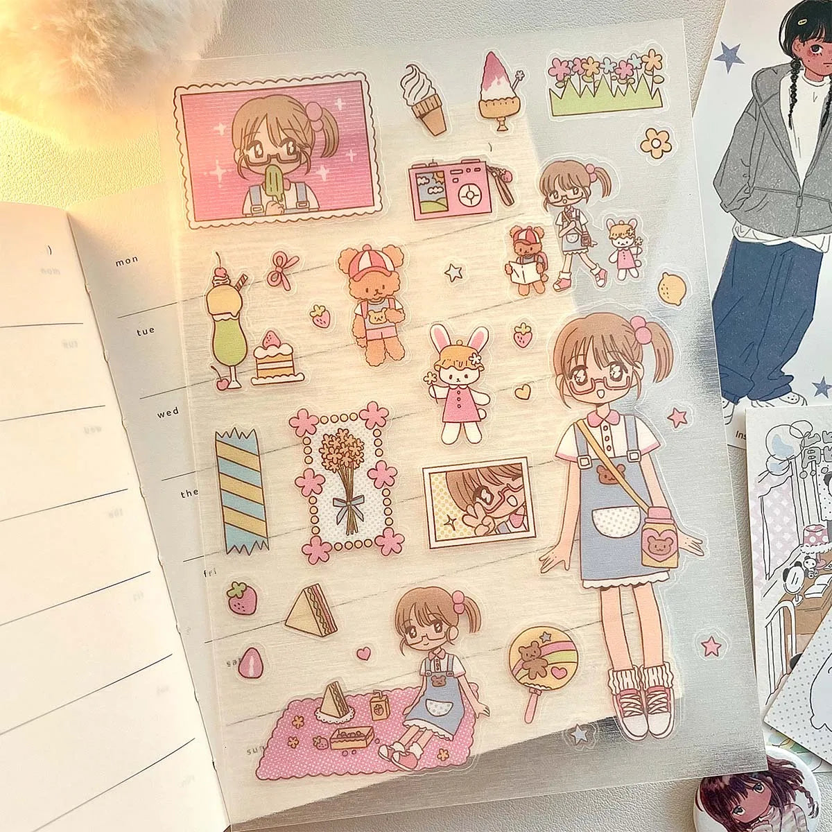 WAKAWAKA Kawaii Stickers Comic Graffiti Style FULL LOVE Sticker for Scrapbooking Journal Planner PET Stickers DIY