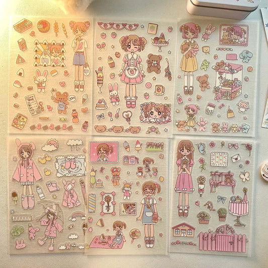 WAKAWAKA Kawaii Stickers Comic Graffiti Style FULL LOVE Sticker for Scrapbooking Journal Planner PET Stickers DIY