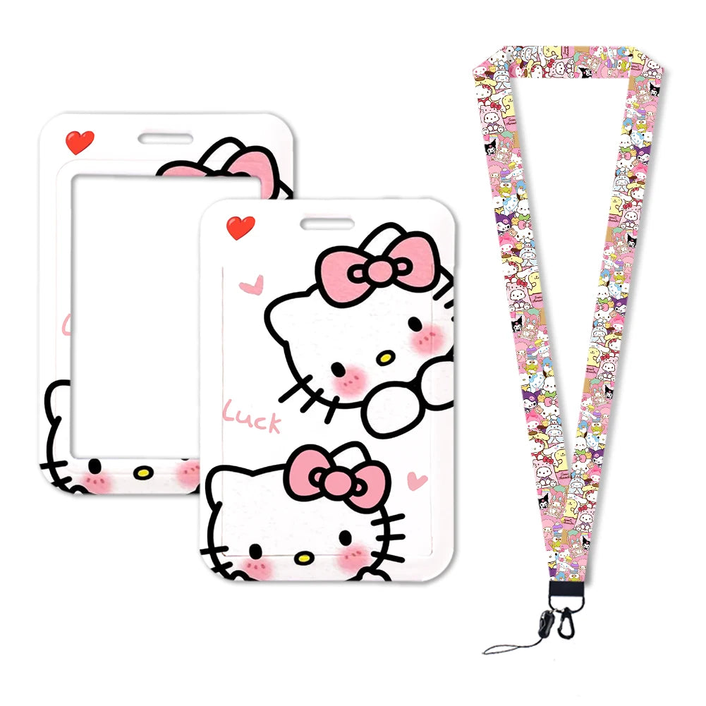 Sanrio Friends Neck Strap Polyester Stationery ID Card Holder Lanyard Keychain ID Badge Holder Girls Credential Holder