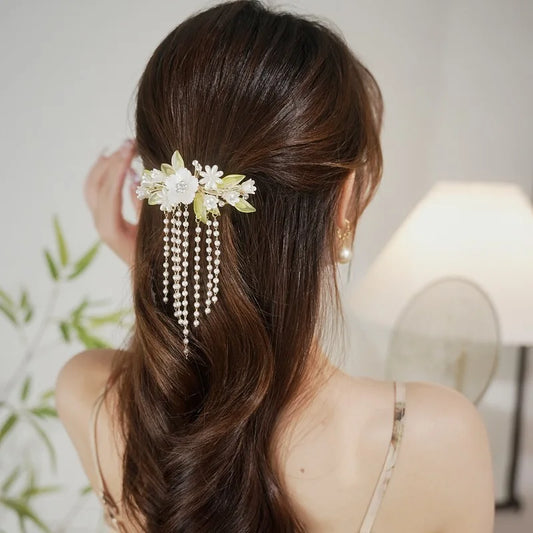 Antique Purple Lily of The Valley Side Hairpin Female Side Hair Clips Flower Headpieces Pendant Jewelry for Women Hair Holder