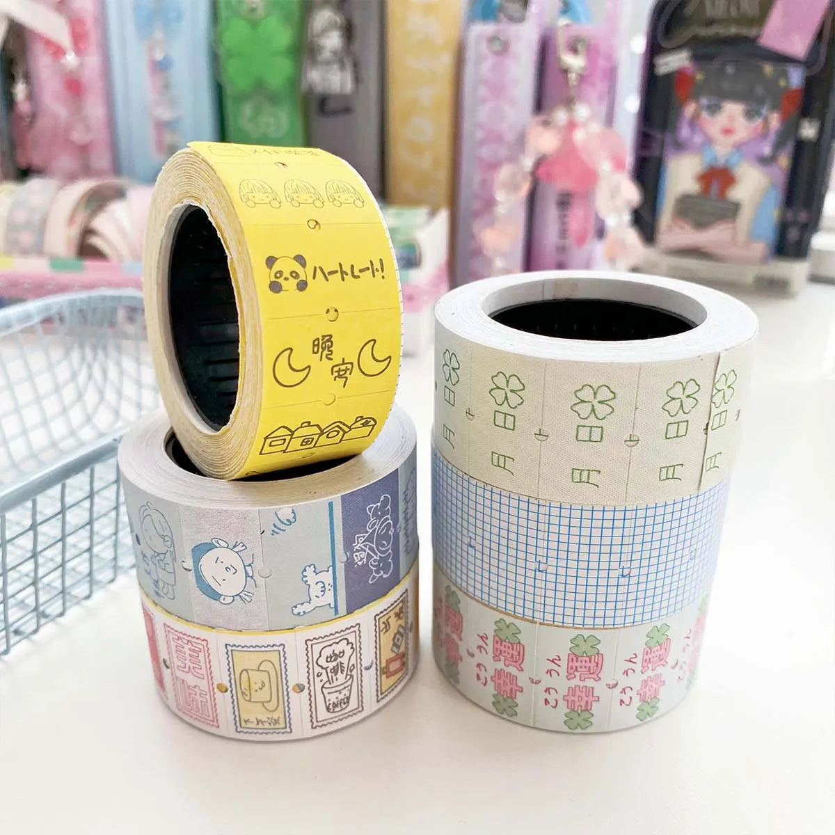 WAKAWAKA Scrapbooking Stickers 500 Sheets Label Stickers Cute Decal Four-leaf Clover Maneki-Neko Diy Arts Crafts Album