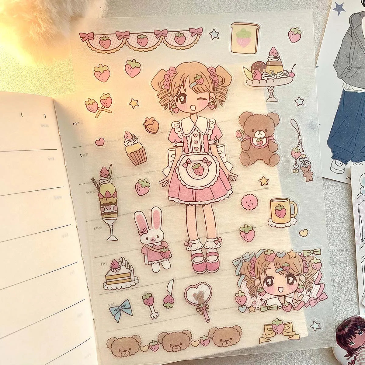 WAKAWAKA Kawaii Stickers Comic Graffiti Style FULL LOVE Sticker for Scrapbooking Journal Planner PET Stickers DIY