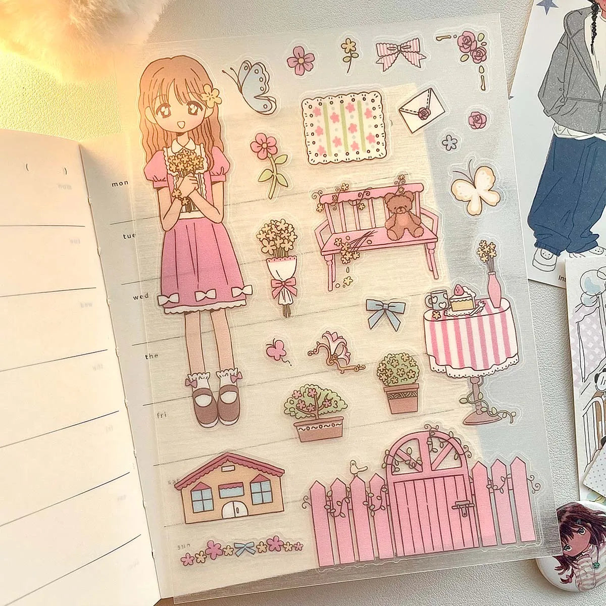WAKAWAKA Kawaii Stickers Comic Graffiti Style FULL LOVE Sticker for Scrapbooking Journal Planner PET Stickers DIY