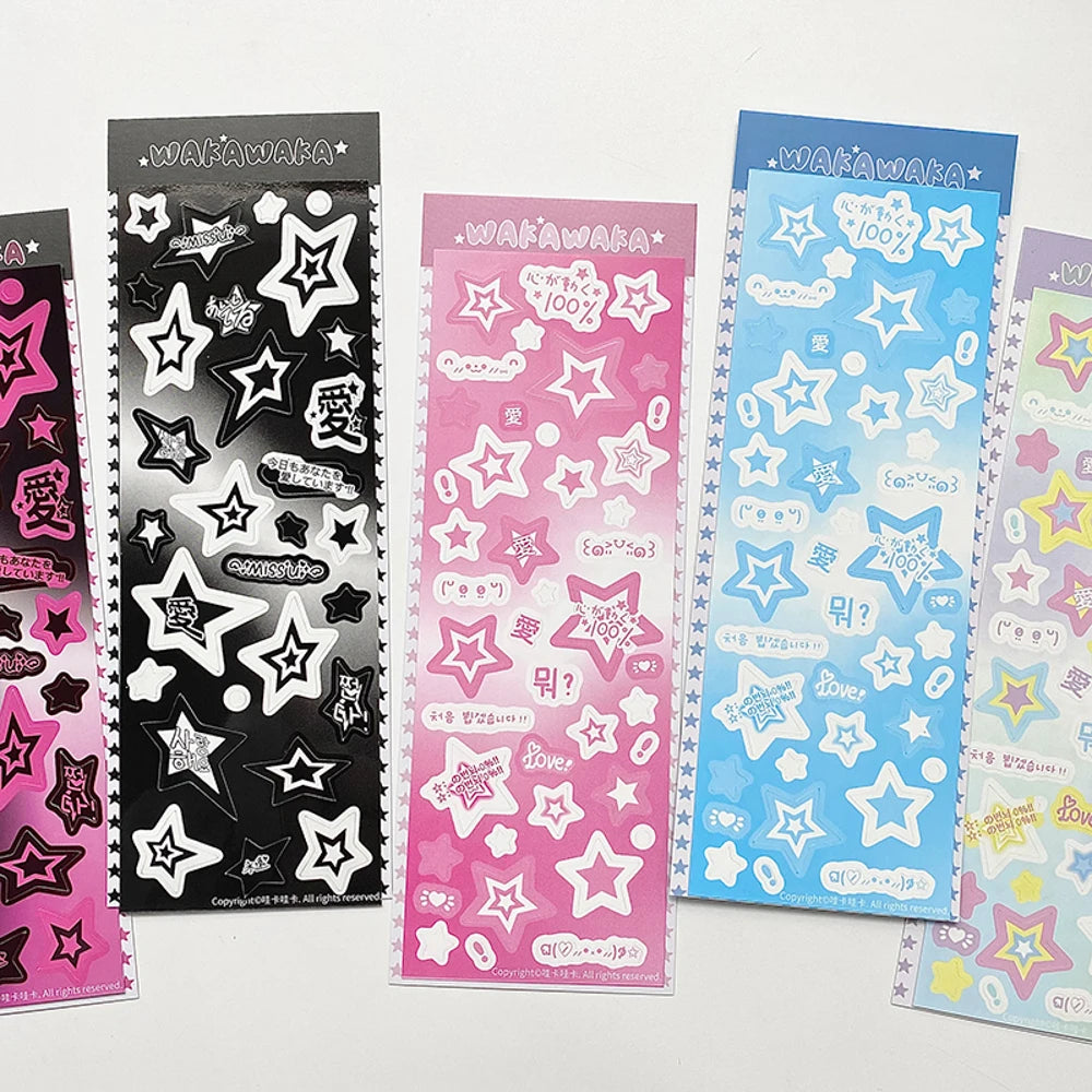 WAKAWAKA Sparkling Stars Stickers Scrapbooking DIY Material Flakes Idol Card Deco Decoration Stationery Sticker
