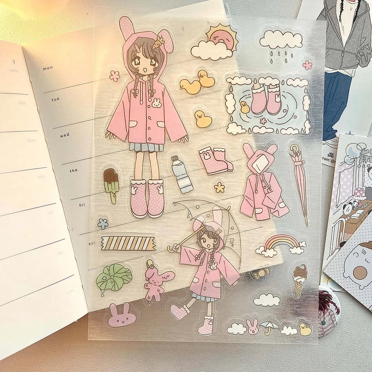 WAKAWAKA Kawaii Stickers Comic Graffiti Style FULL LOVE Sticker for Scrapbooking Journal Planner PET Stickers DIY
