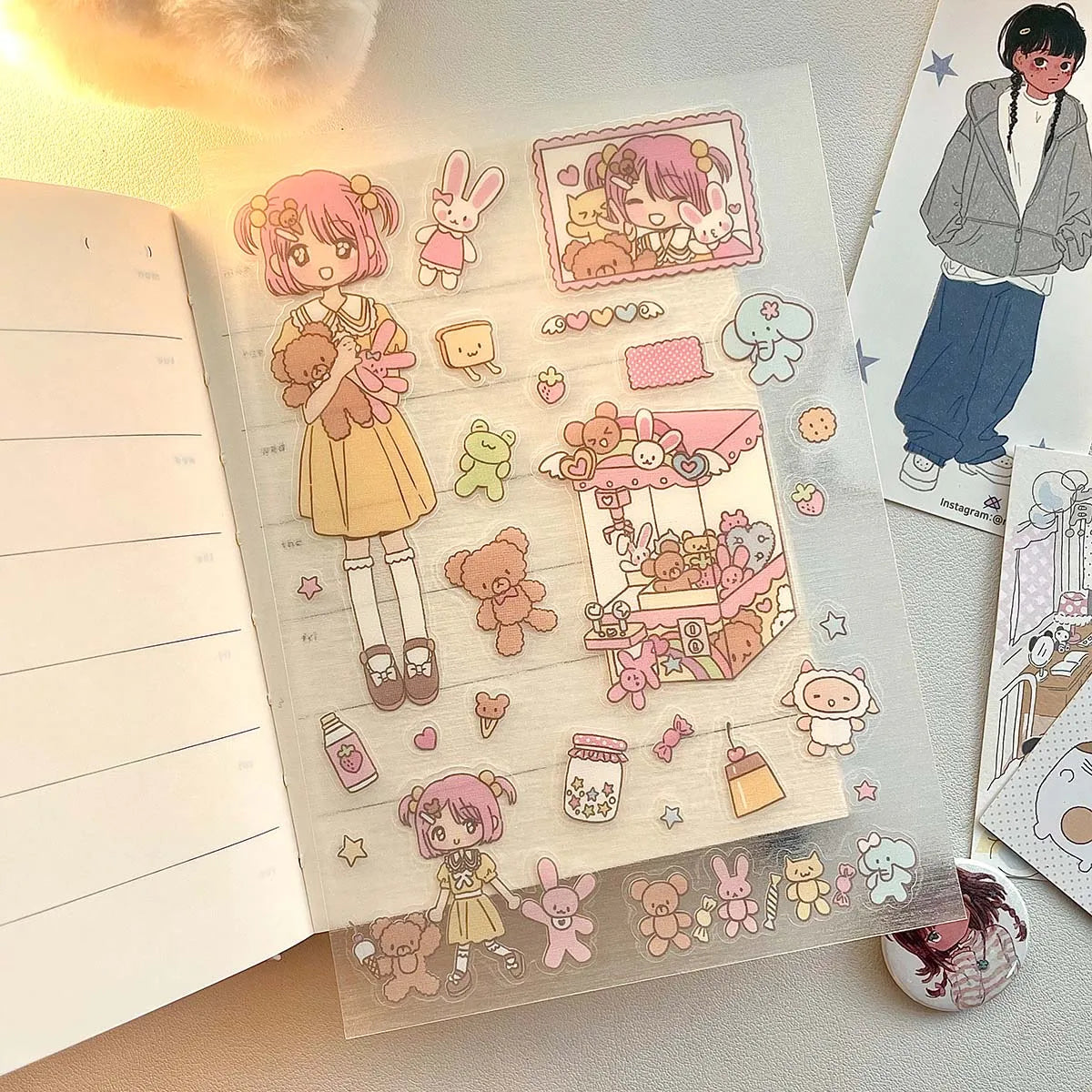 WAKAWAKA Kawaii Stickers Comic Graffiti Style FULL LOVE Sticker for Scrapbooking Journal Planner PET Stickers DIY