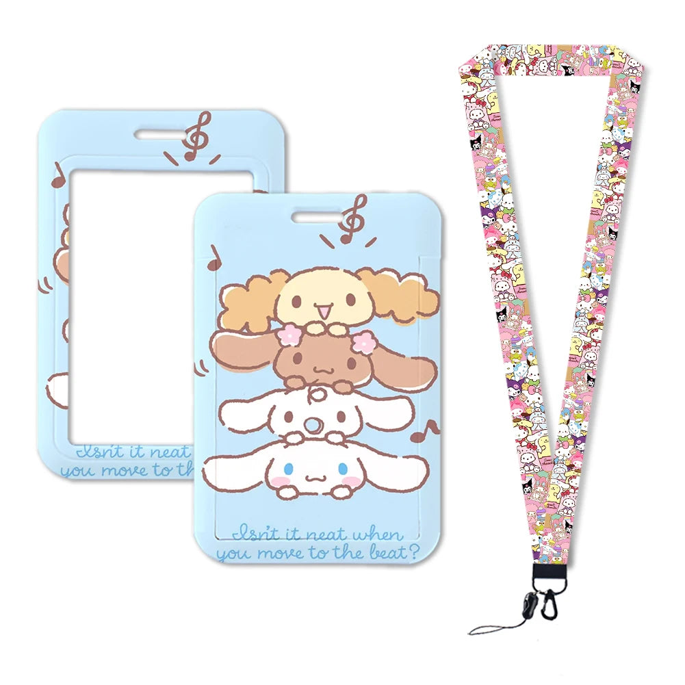 Sanrio Friends Neck Strap Polyester Stationery ID Card Holder Lanyard Keychain ID Badge Holder Girls Credential Holder