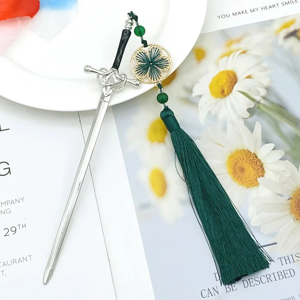Classic Chinese Style Sword Hairpin Hair Accessories Vintage Headdress Hair Sticks Ponytail Holder Hair Jewelry Hairs Clips