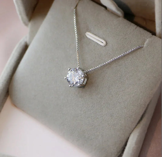 Korean Fashion Minimalist Sliver Color Shiny Charm Diamond Pendant Chain for Women Bridal Wedding Party Custom Jewelry