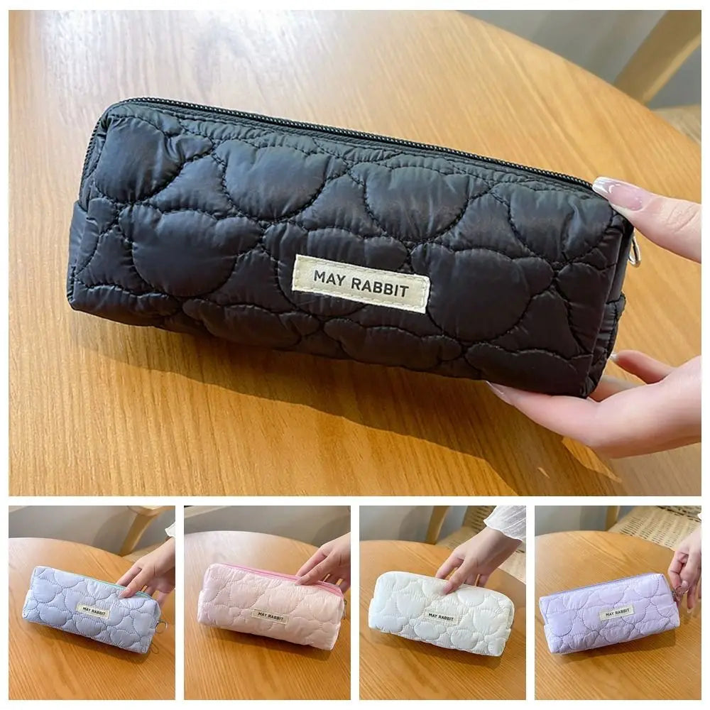 Large Capacity Cute Cat Pen Bag Makeup Brush Pouch Korean Style Stationary Cloth Box Durable Portable Sewing Pencil Case Girl